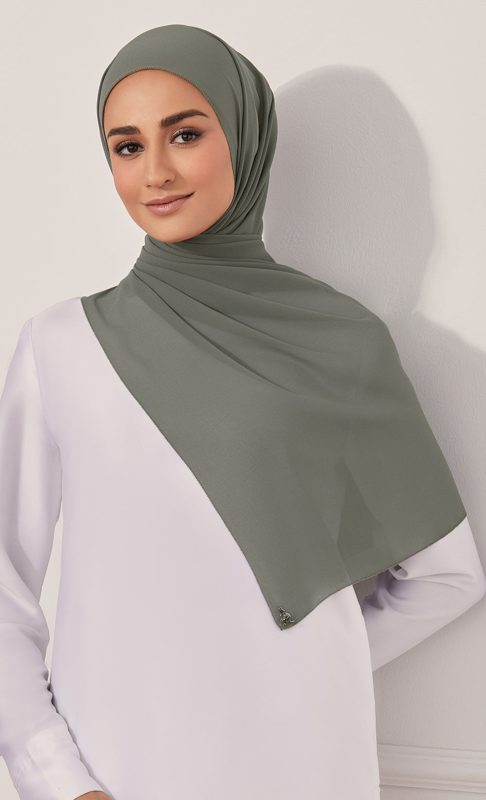 LONG CHIFFON SHAWL - LIGHT KHAKI