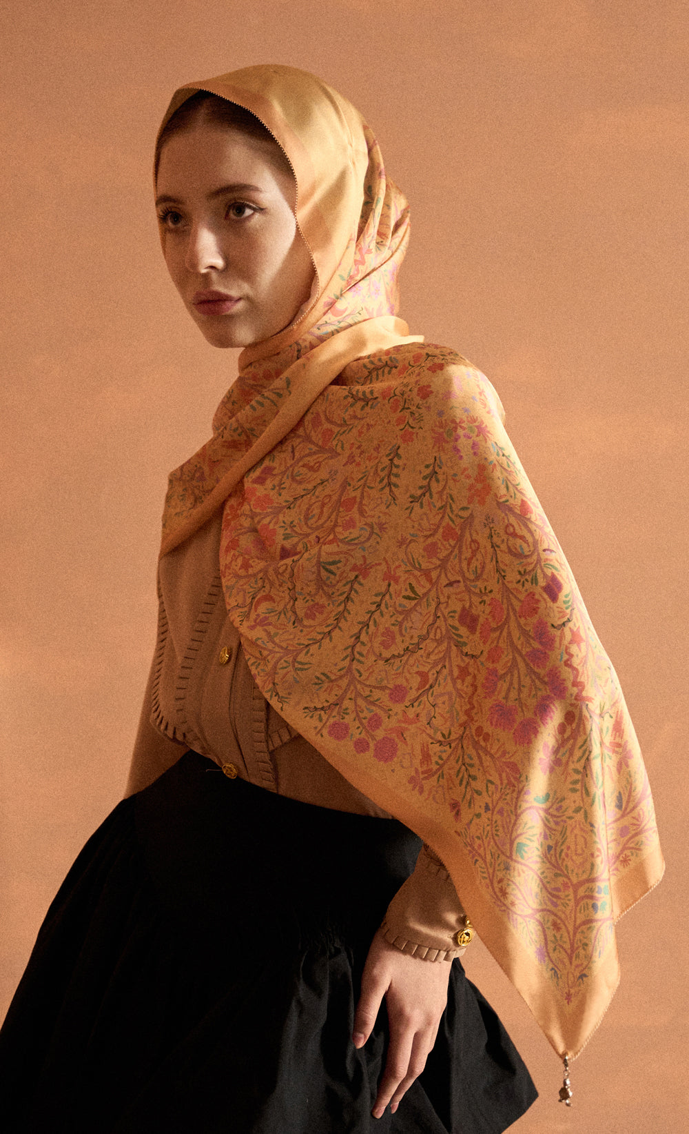 D Monogram dUCk by Miriam Omar Satin Silk Shawl in Radiant