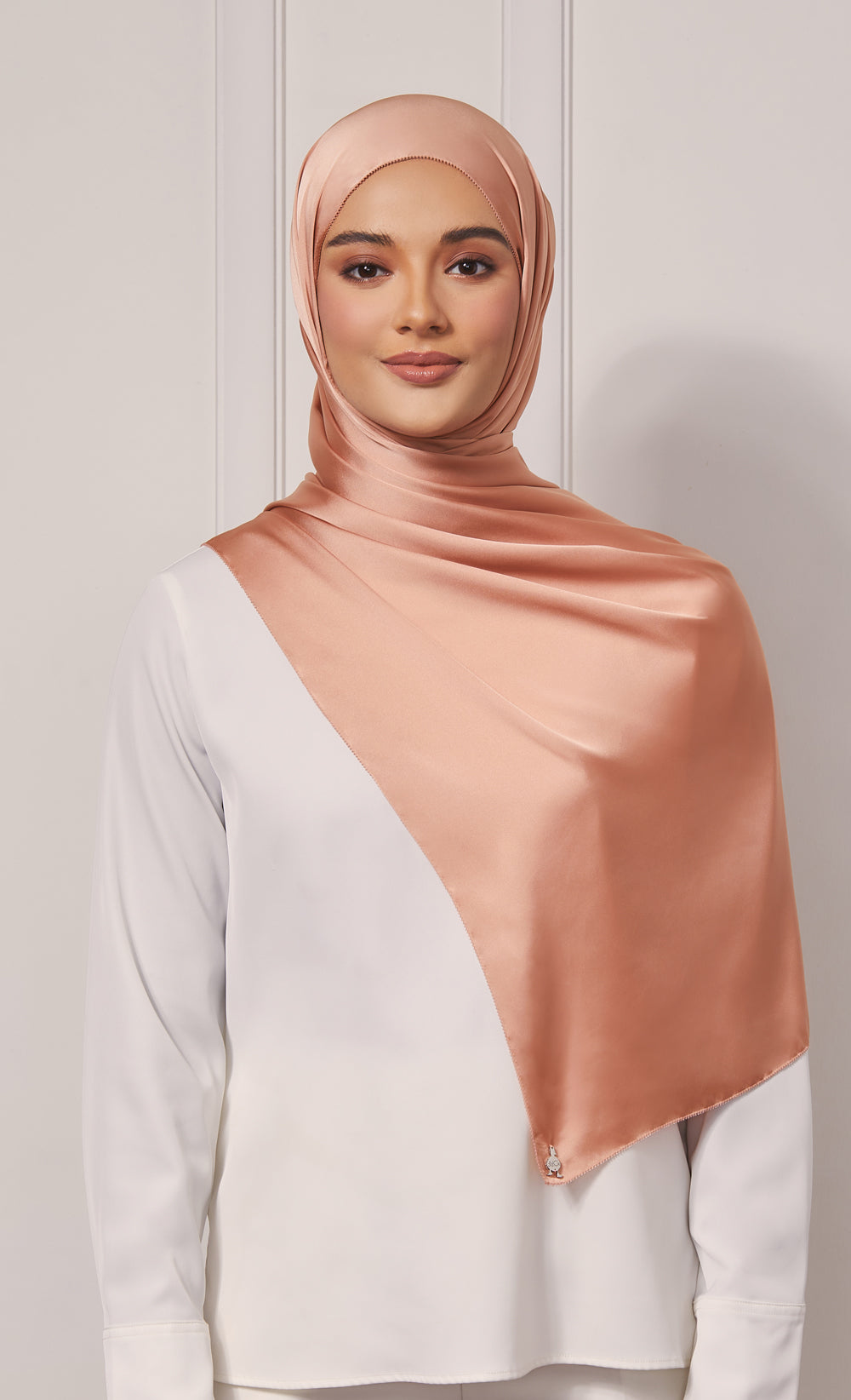 Satin Silk Shawl in Fresh Guava