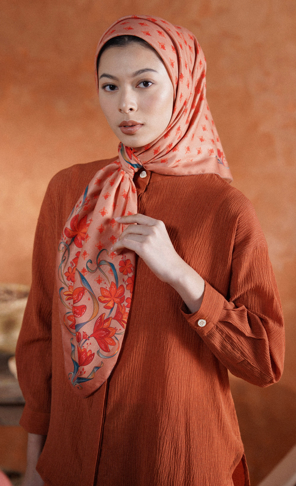 The Spice dUCk Voile Square Scarf in Cinnamon