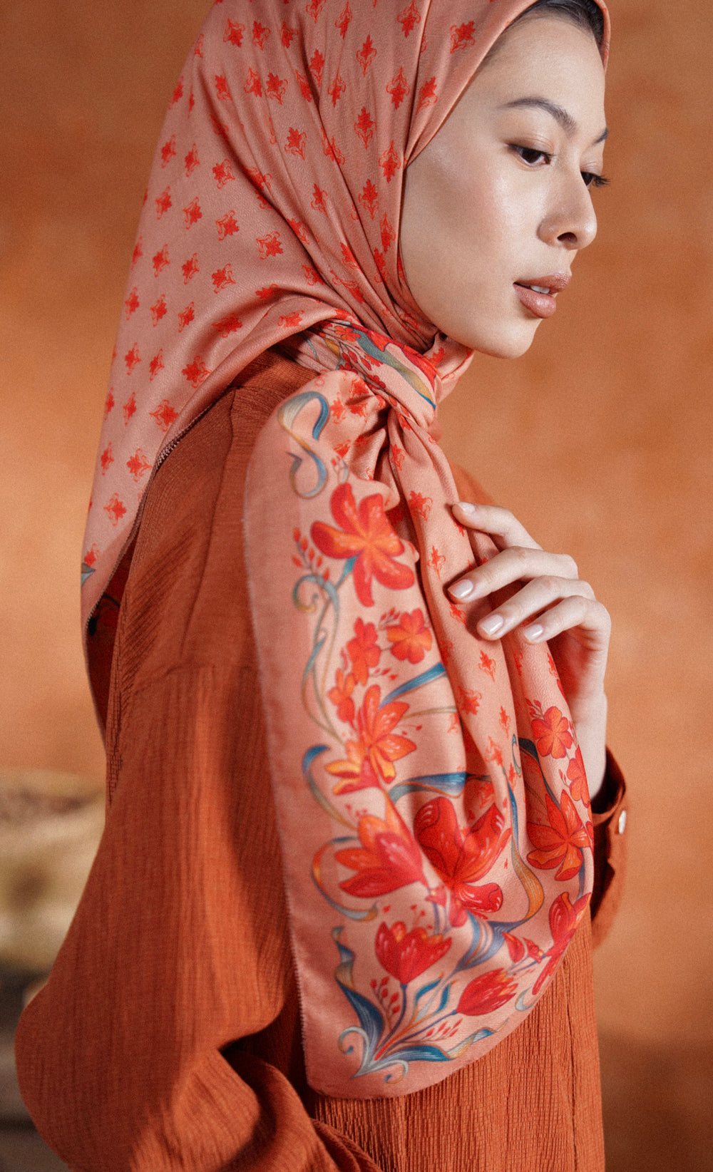 The Spice dUCk Voile Square Scarf in Cinnamon