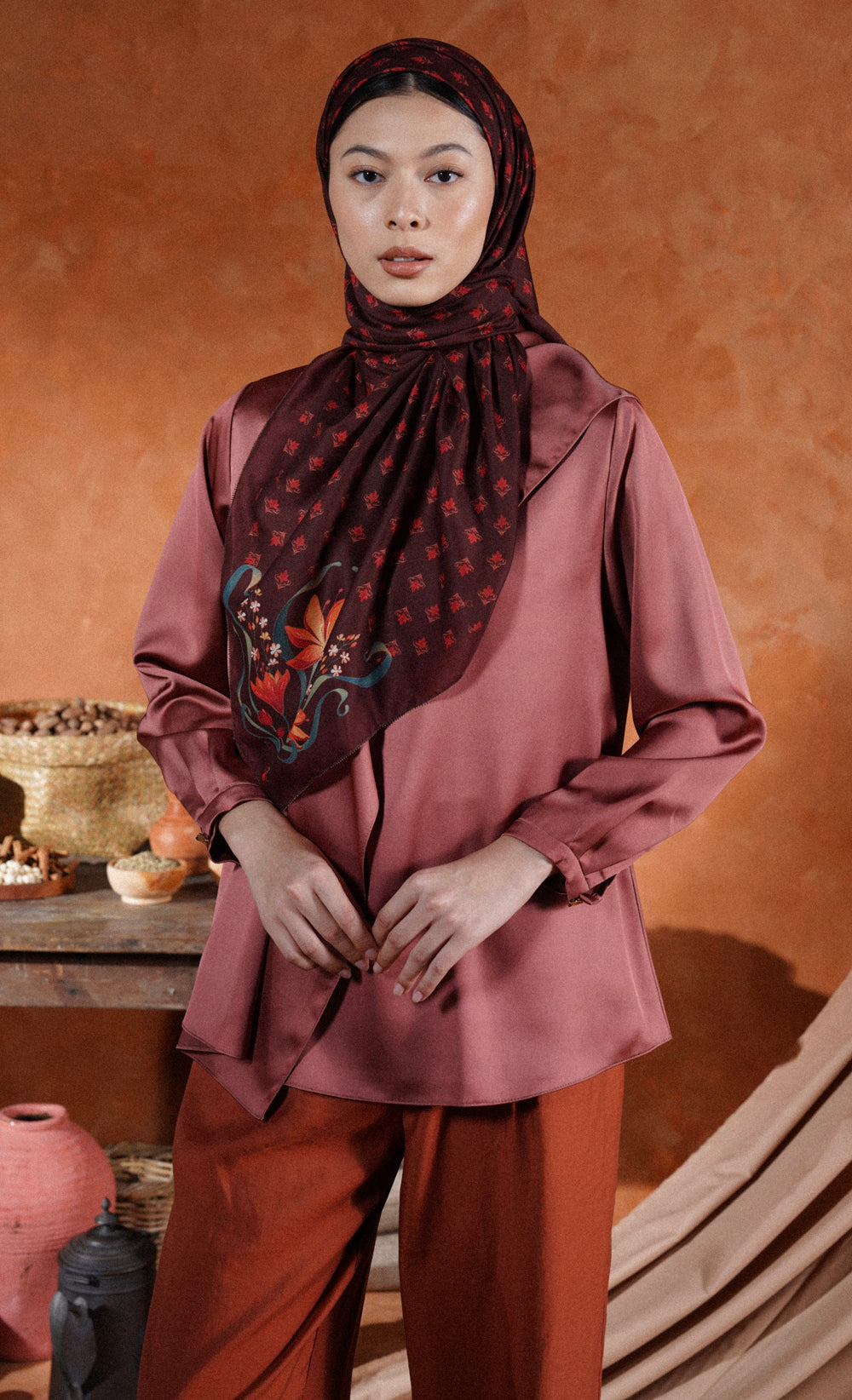 The Spice dUCk Voile Square Scarf in Clove