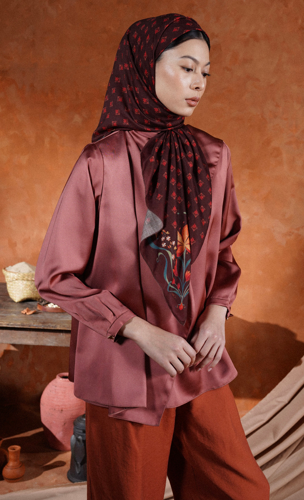 The Spice dUCk Voile Square Scarf in Clove