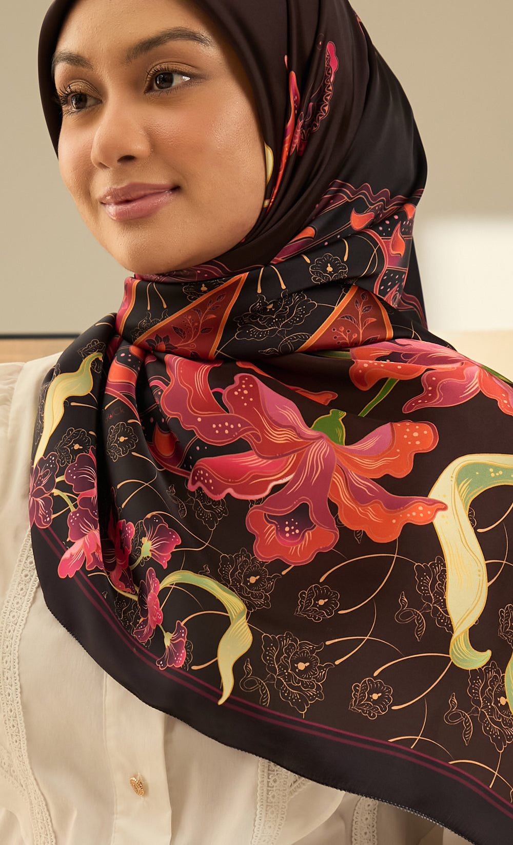 The Warisan dUCk Satin Silk Square Scarf in Sejahtera