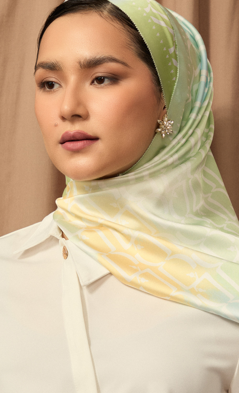 D Monogram dUCk Satin Silk Shawl in Water Lilies