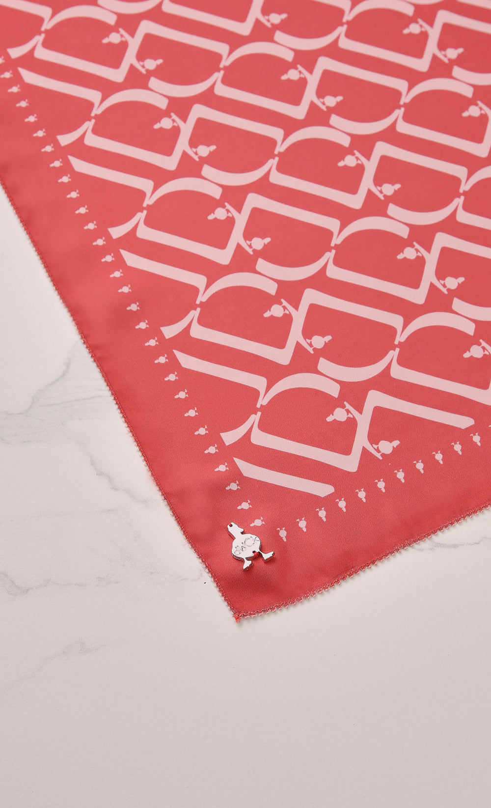 D Monogram dUCk Satin Silk Square Scarf in French Raspberry