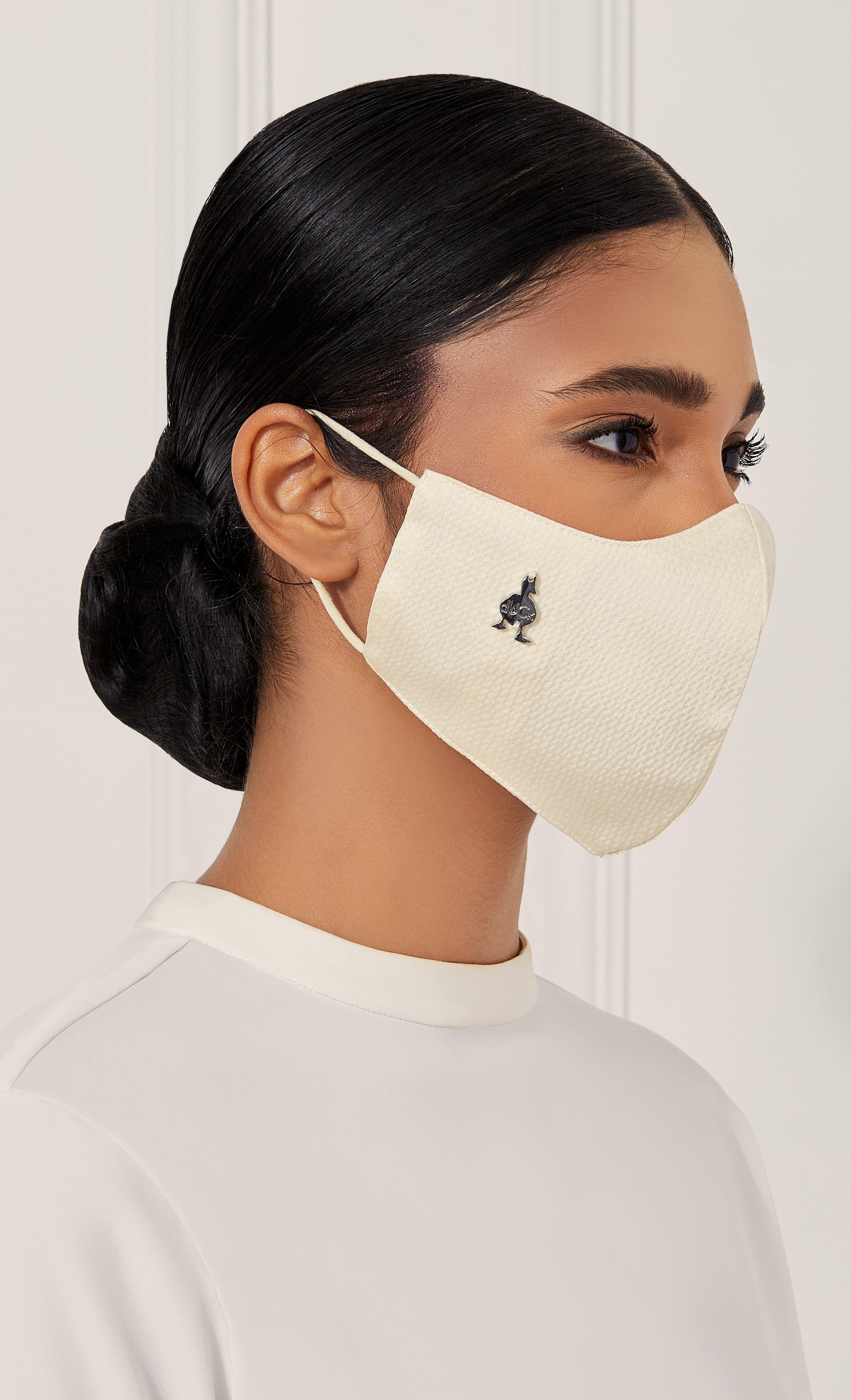 Woven Face Mask (Ear-loop) in Lemon Curd