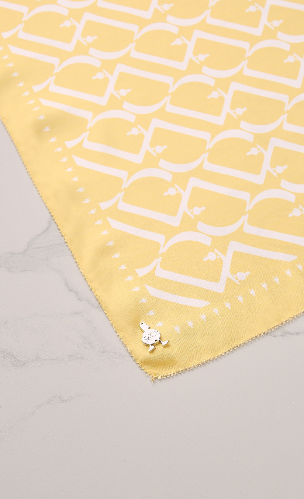 D Monogram dUCk Satin Silk Shawl in Lemon Zest