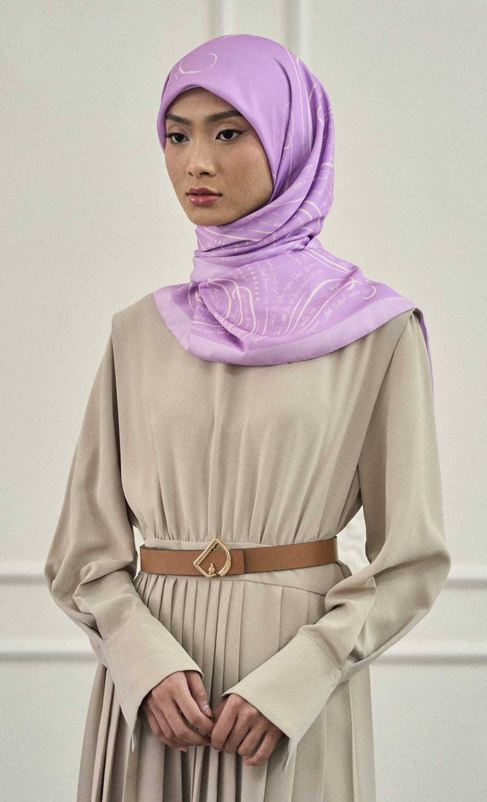 The dUCkade dUCk Matte Satin Silk Square Scarf in Violet Jade