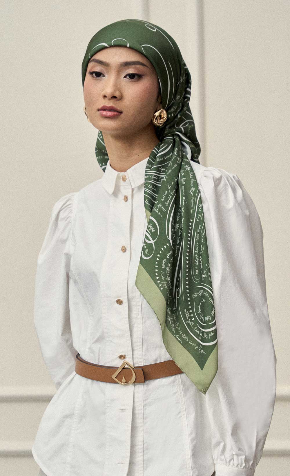 The dUCkade dUCk Matte Satin Silk Square Scarf in Emerald