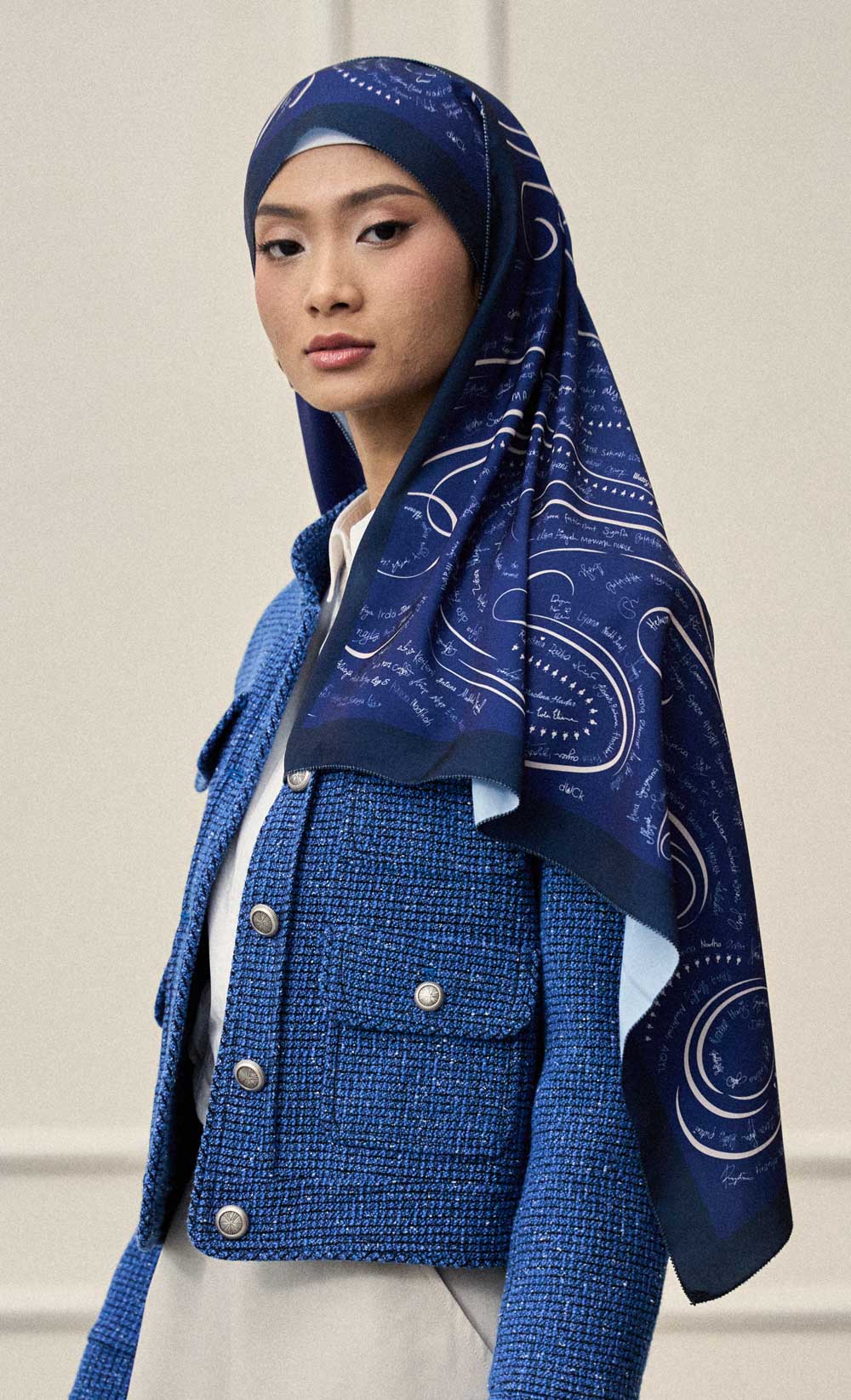 The dUCkade dUCk Matte Satin Silk Shawl in Sapphire