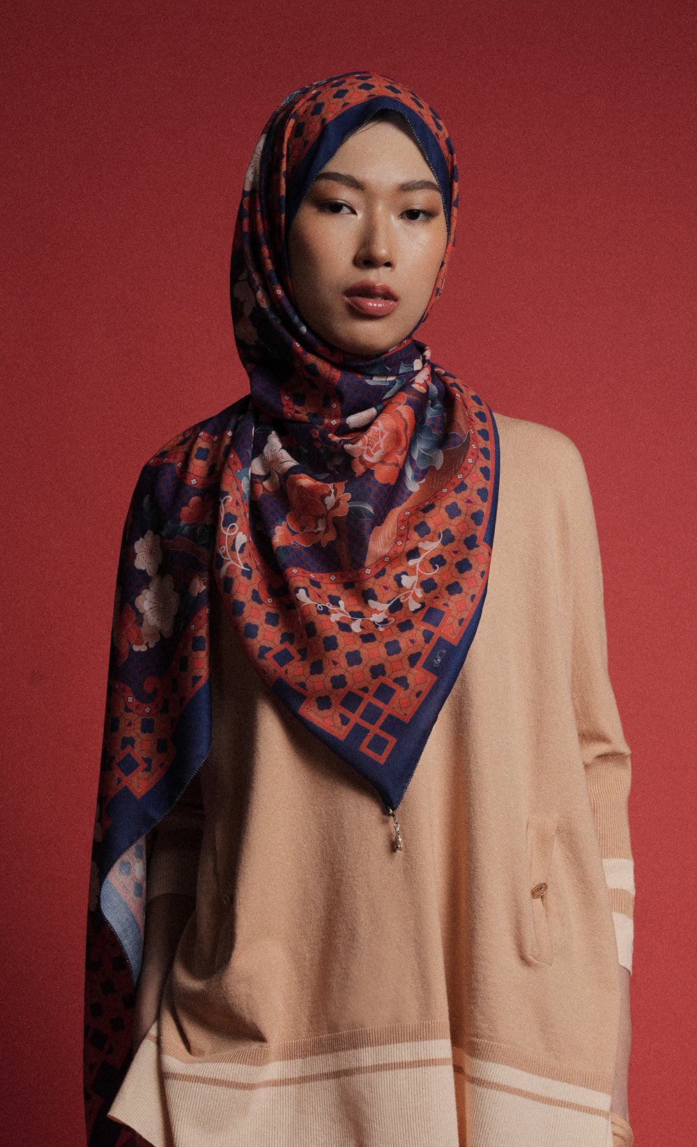 The Oriental dUCk Voile Shawl in Midnight Lotus