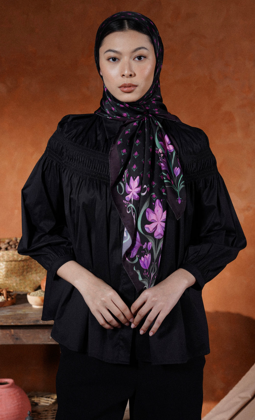 The Spice dUCk Satin Silk Square Scarf in Poppyseed