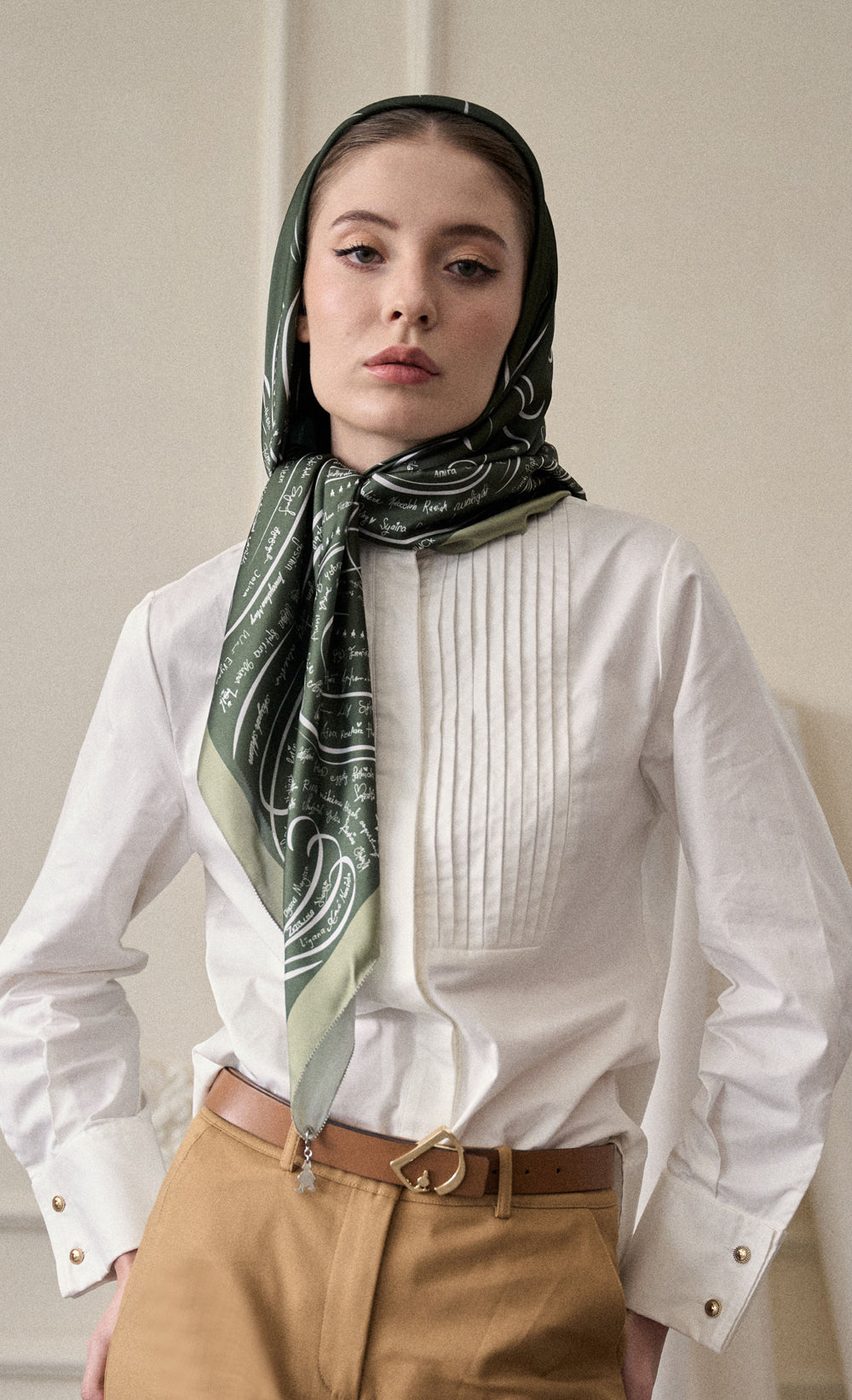 The dUCkade dUCk Satin Silk Square Scarf in Emerald