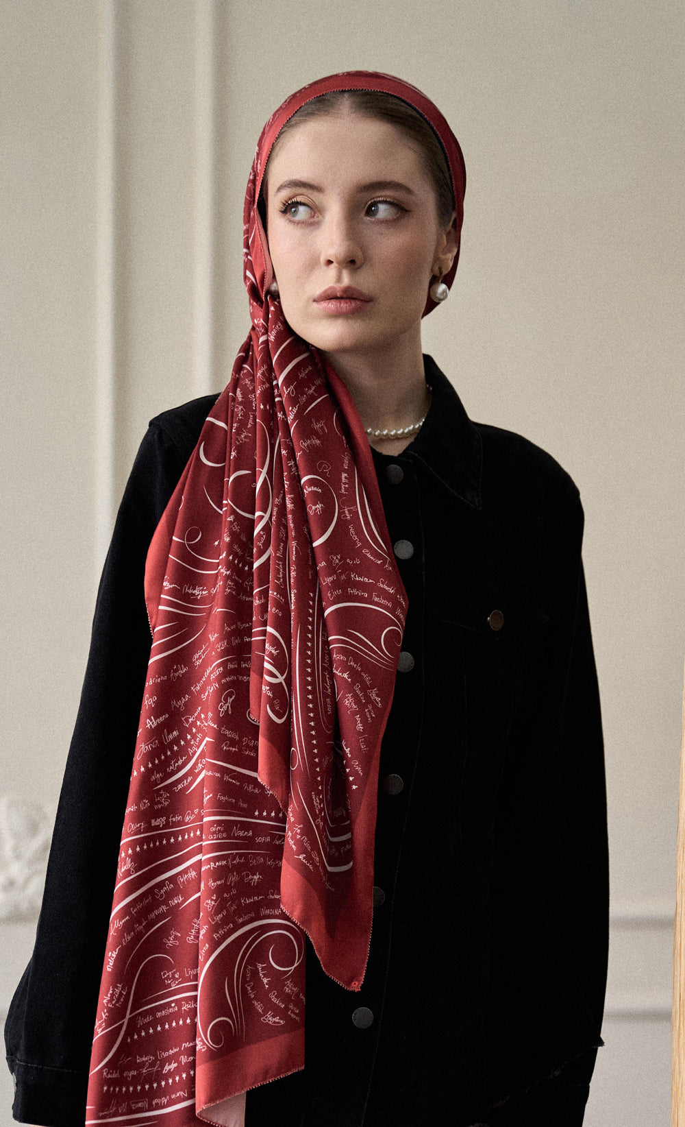 The dUCkade dUCk Satin Silk Shawl in Ruby