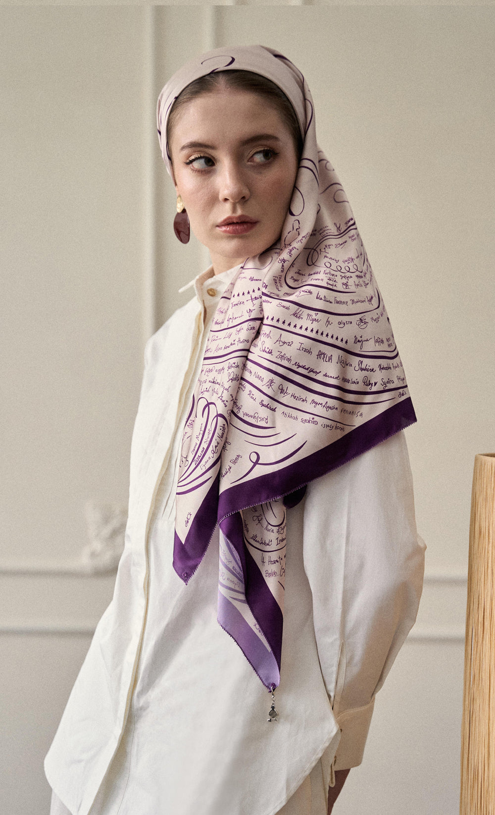 The dUCkade dUCk Satin Silk Square Scarf in Amethyst