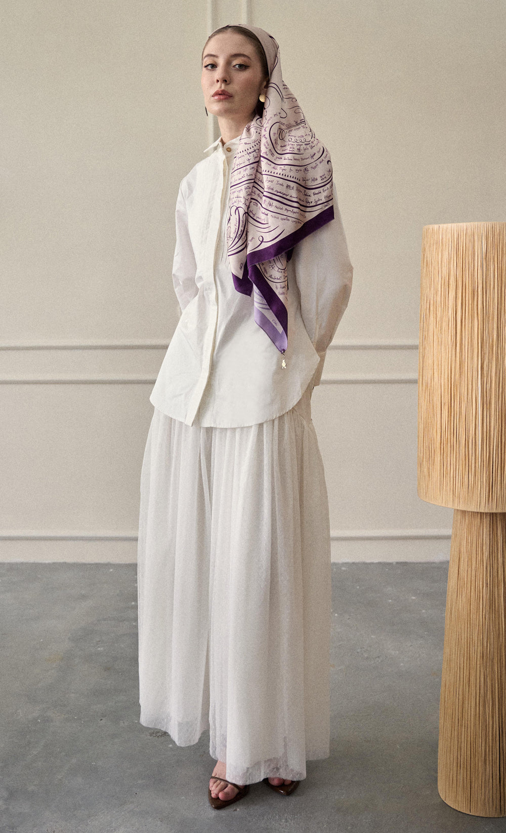 The dUCkade dUCk Satin Silk Square Scarf in Amethyst