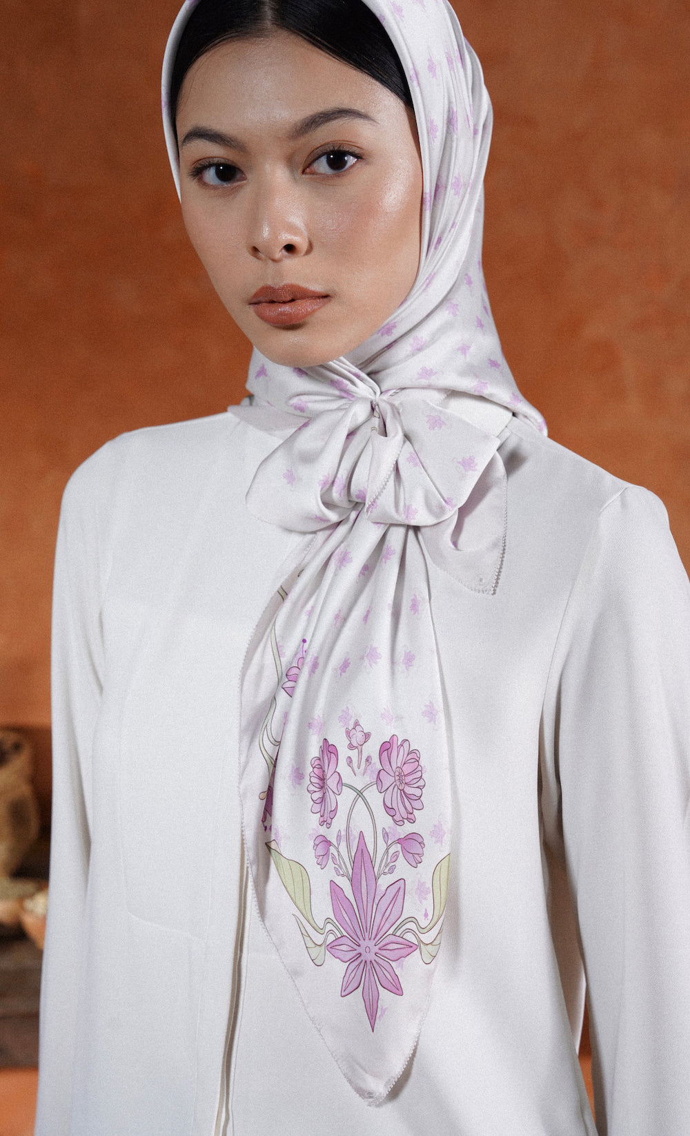 The Spice dUCk Satin Silk Square Scarf in Vanilla