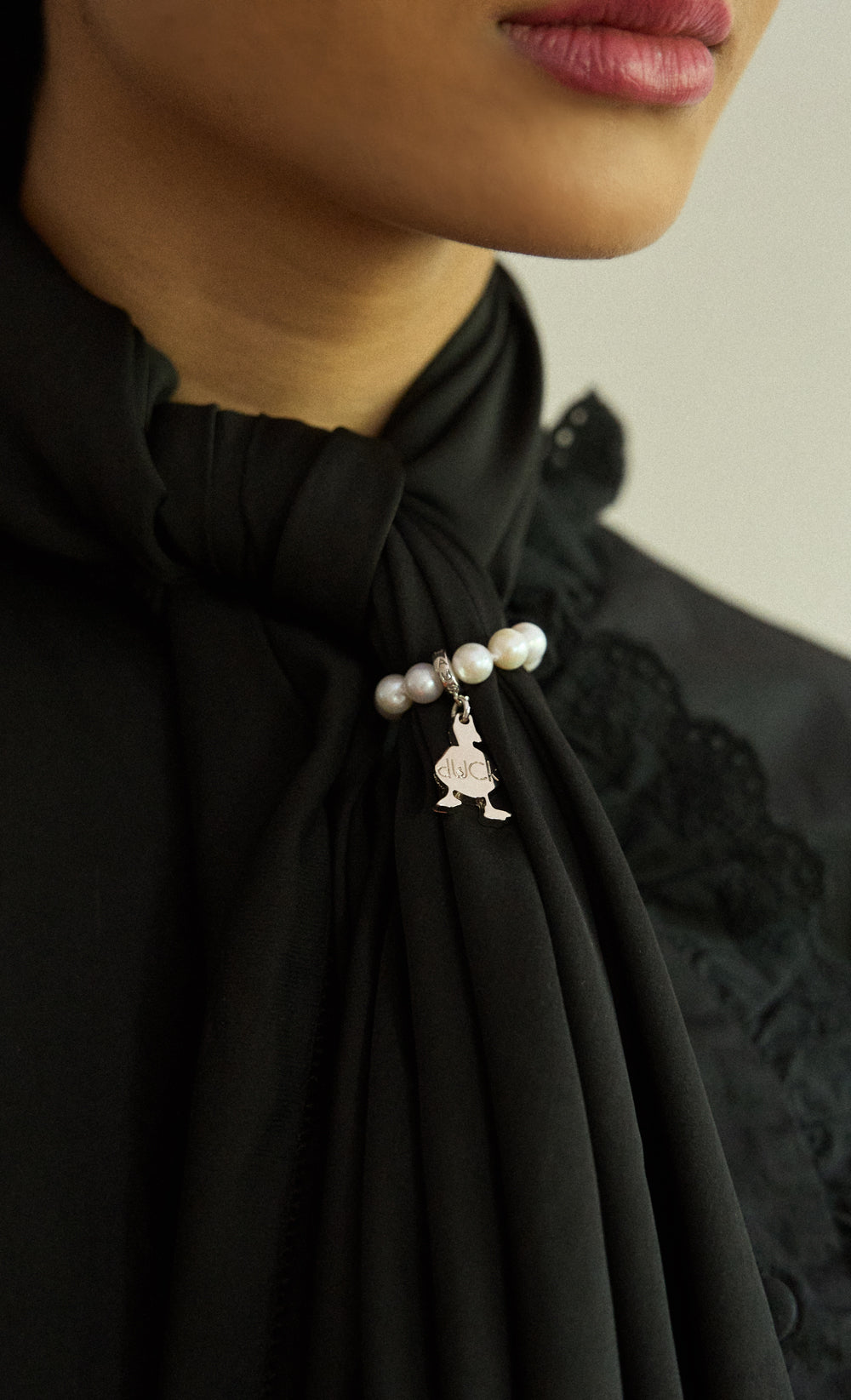 dUCk x Bowerhaus Pearl Scarf Ring (8mm) in White