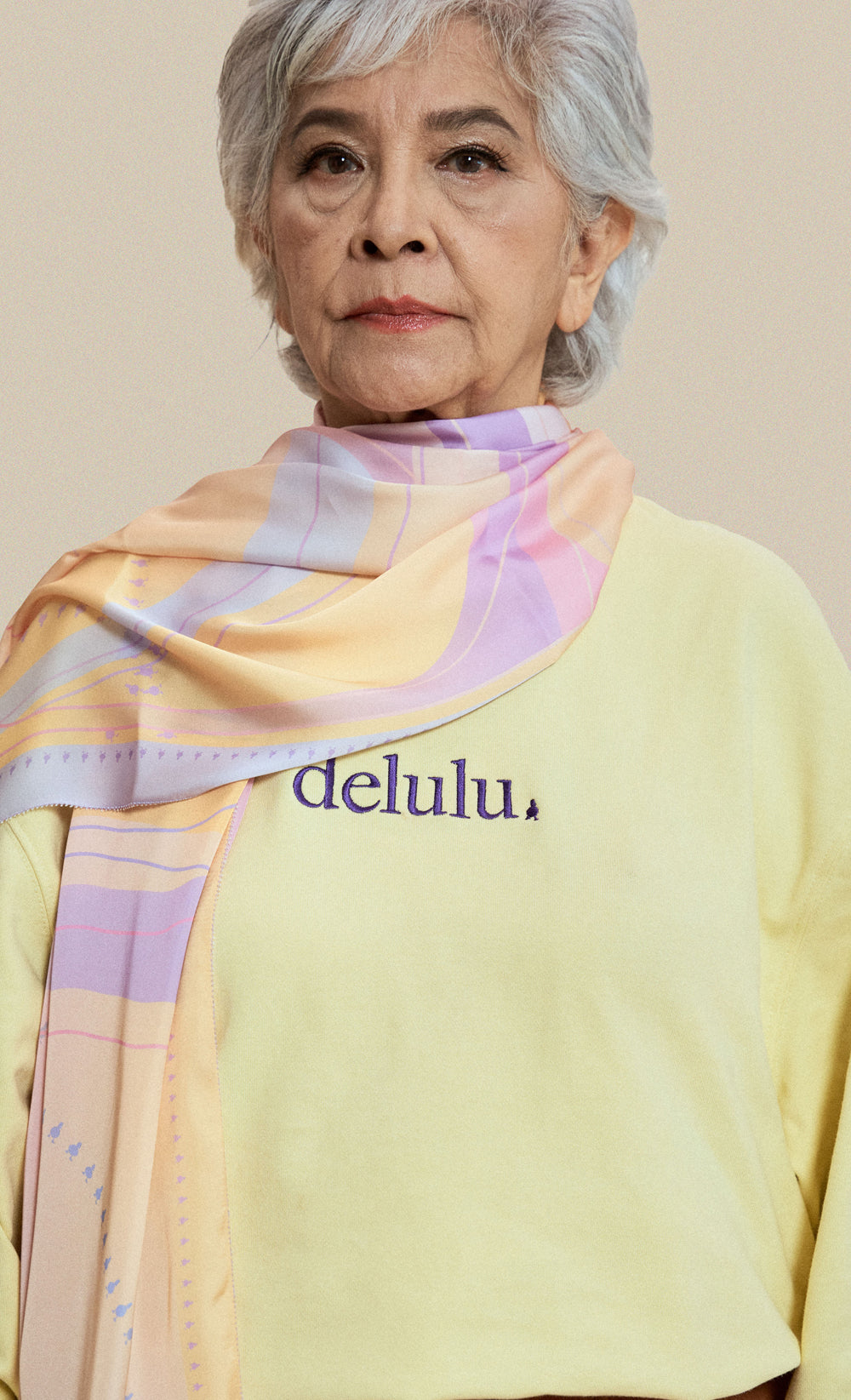 The Vibe dUCk Satin Silk Shawl in Delulu