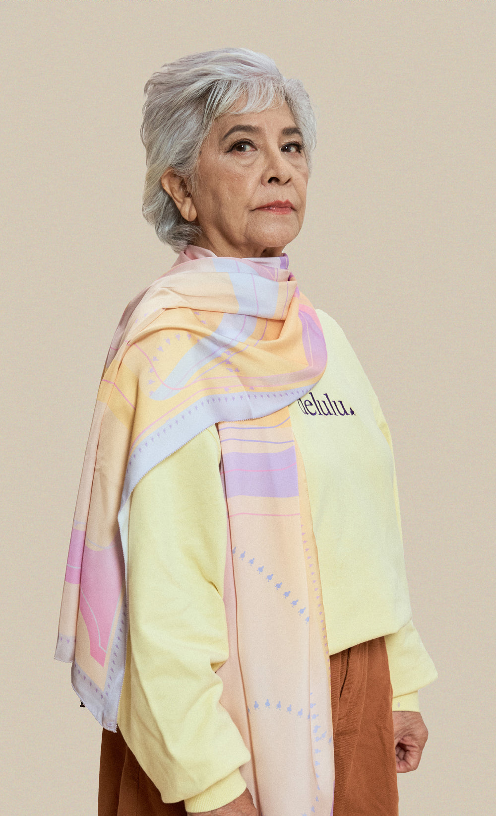 The Vibe dUCk Satin Silk Shawl in Delulu