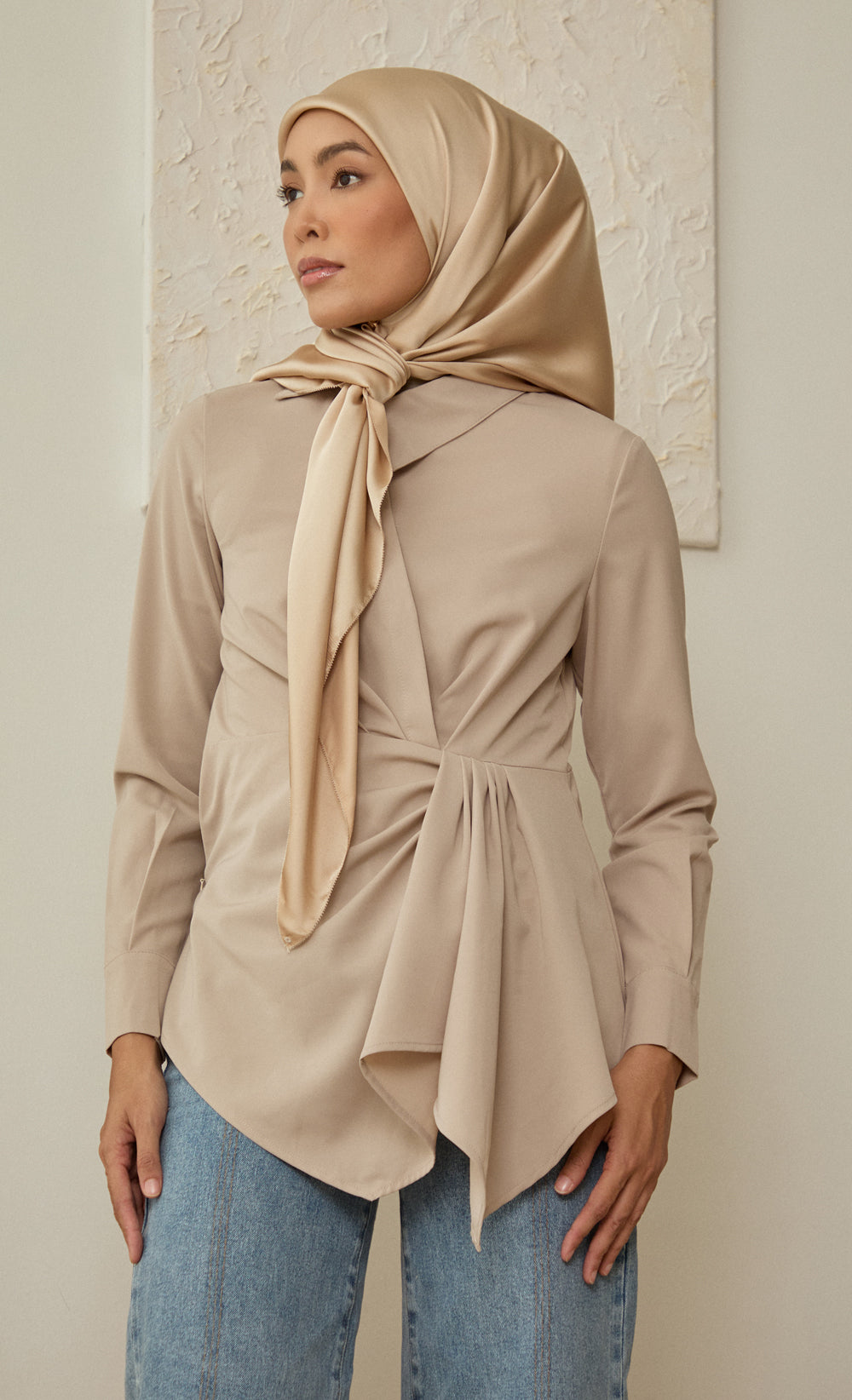 Satin Silk Square Scarf in Soft Serve