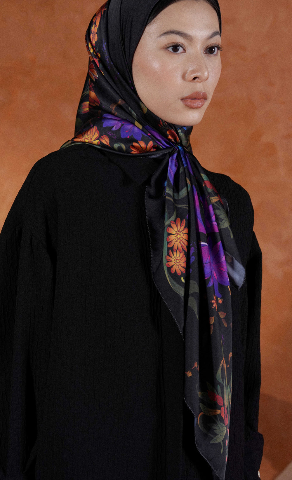 The Spice dUCk Satin Silk Square Scarf in Saffron