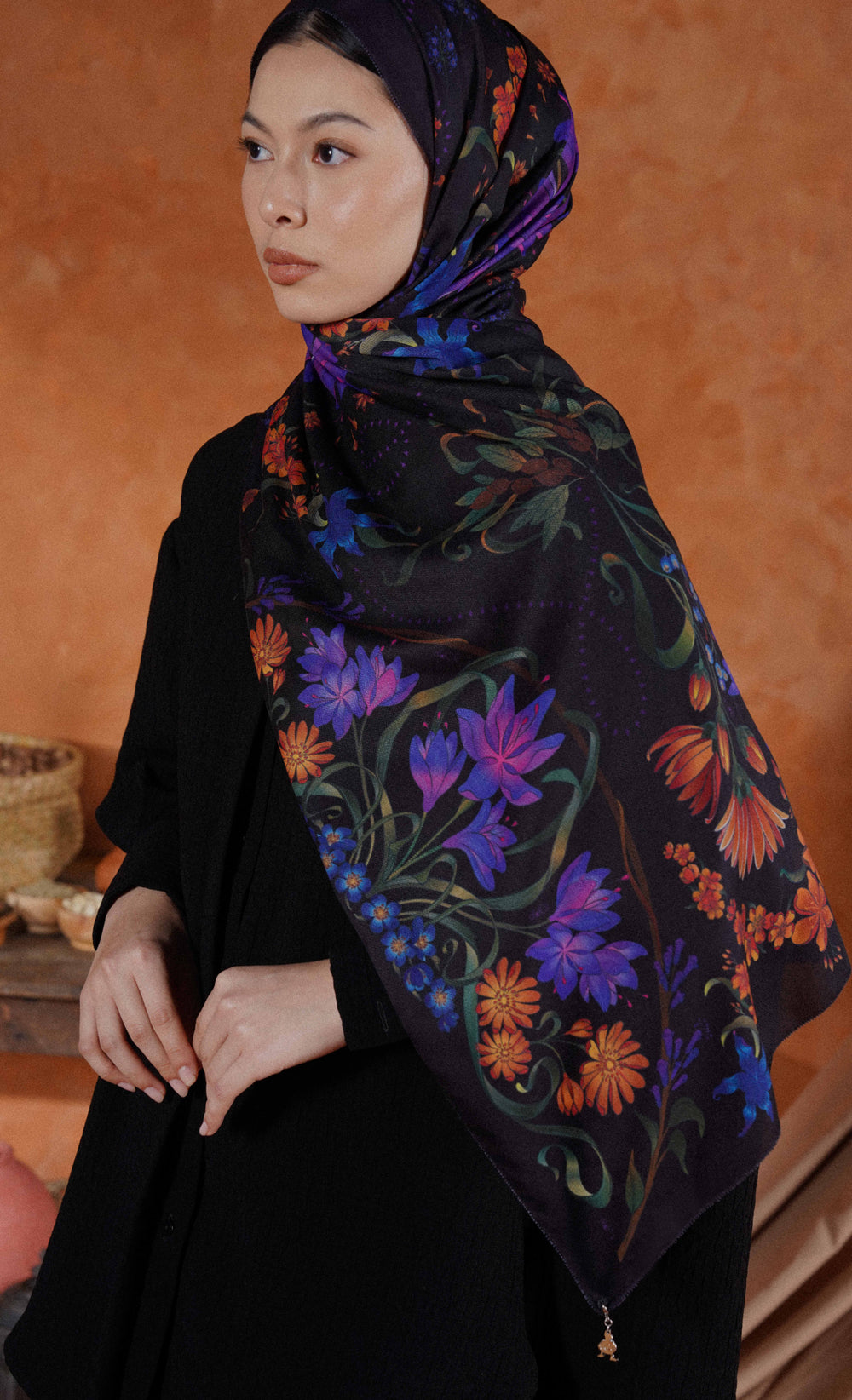 The Spice dUCk Satin Silk Shawl in Saffron