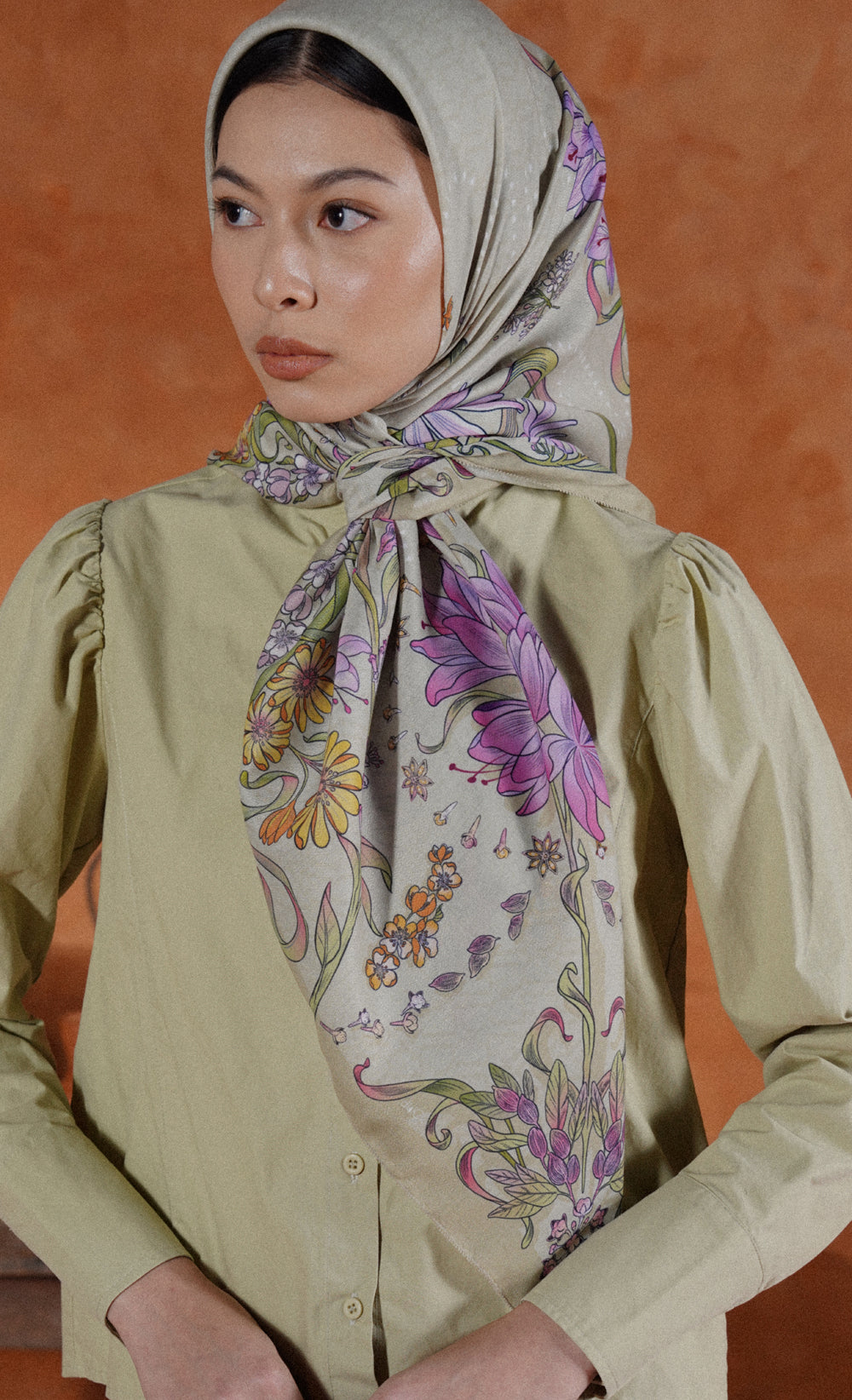 The Spice dUCk Voile Square Scarf in Sage