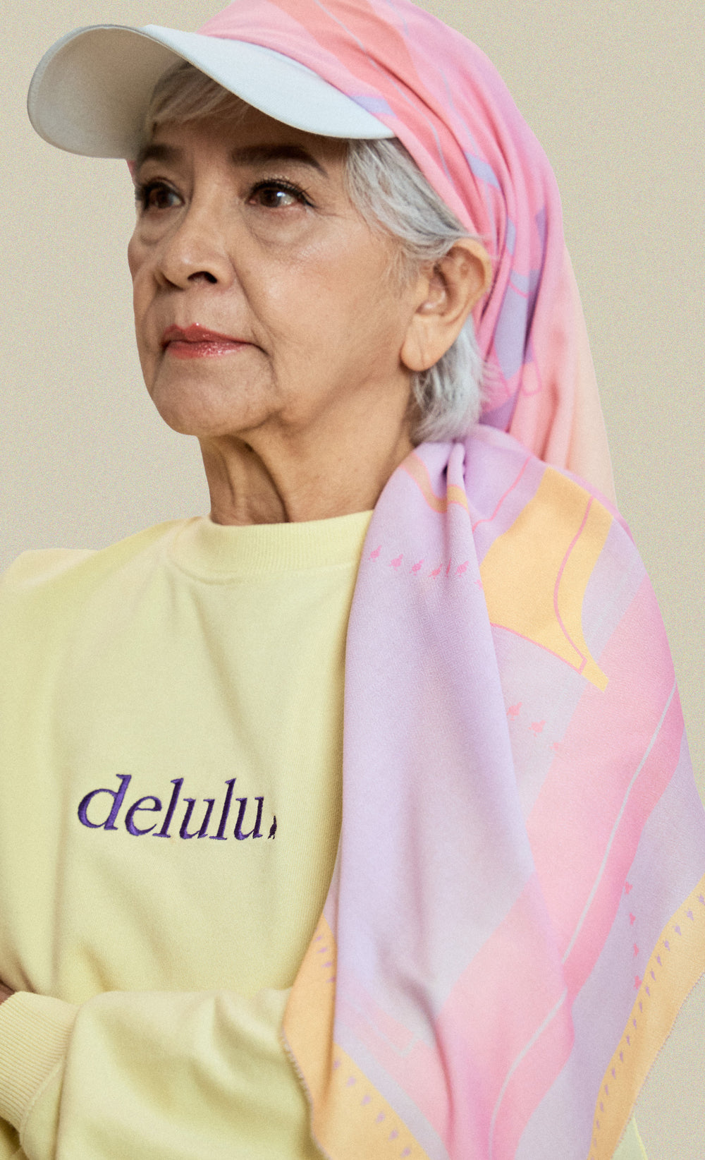 The Vibe dUCk Voile Square Scarf in Delulu