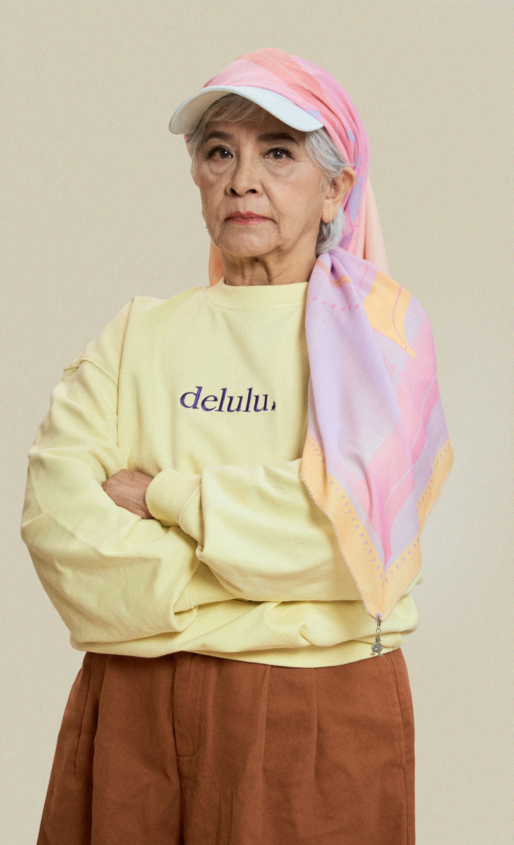 The Vibe dUCk Voile Square Scarf in Delulu