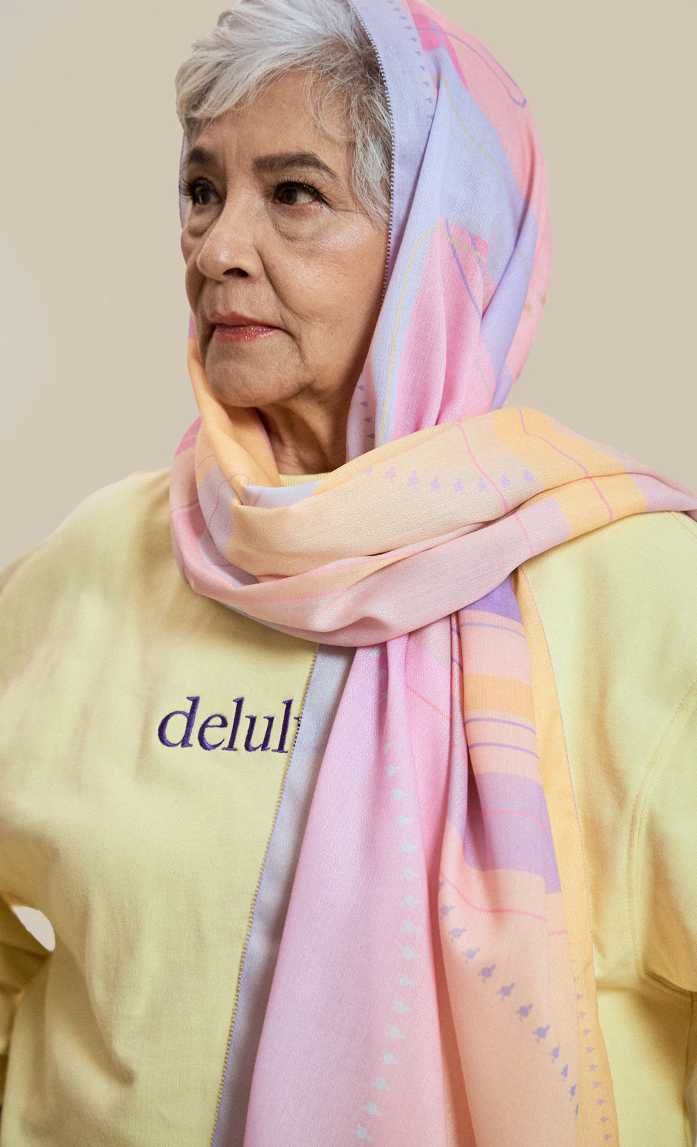 The Vibe dUCk Voile Shawl in Delulu